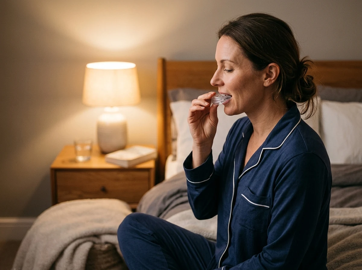 Position Mouthpiece Gently Between Teeth Before Bed